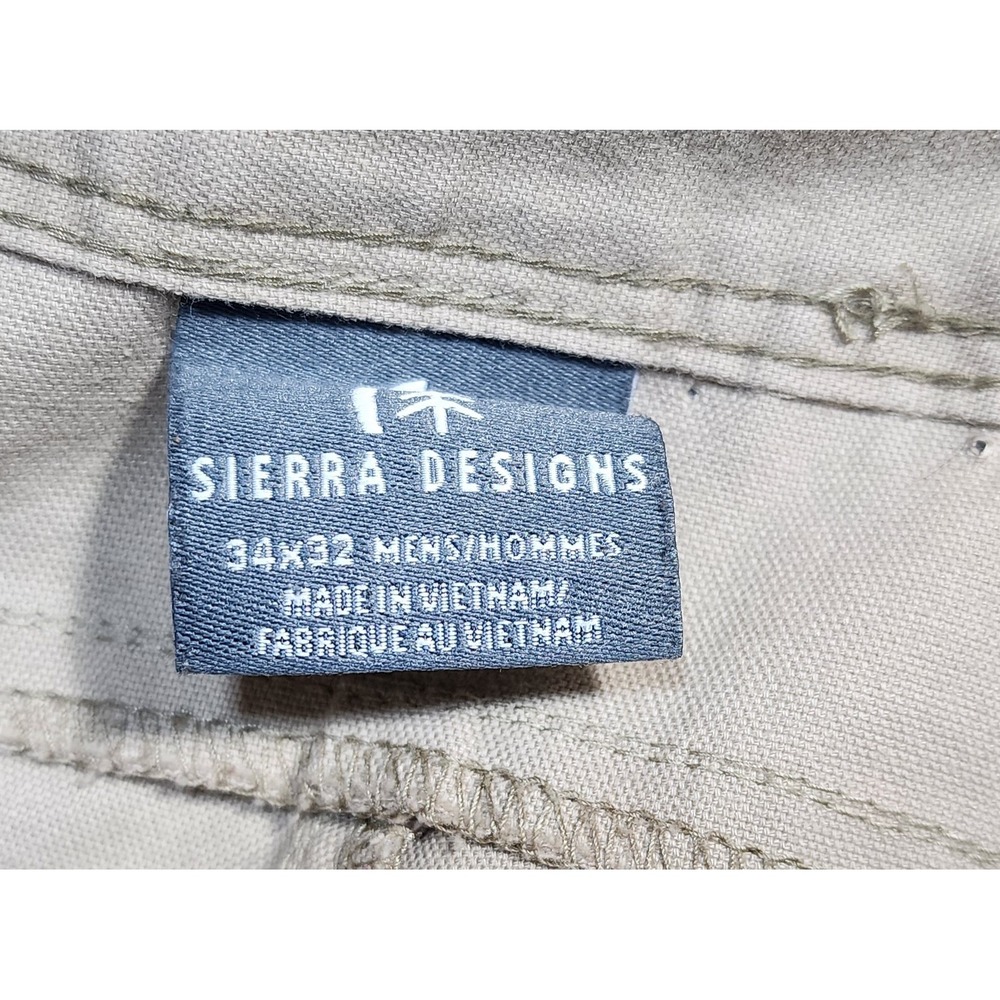 Sierra Designs Mens 34x32 Two Tone Hiking Pants Tan Olive Green Stretch Outdoor - Picture 10 of 10